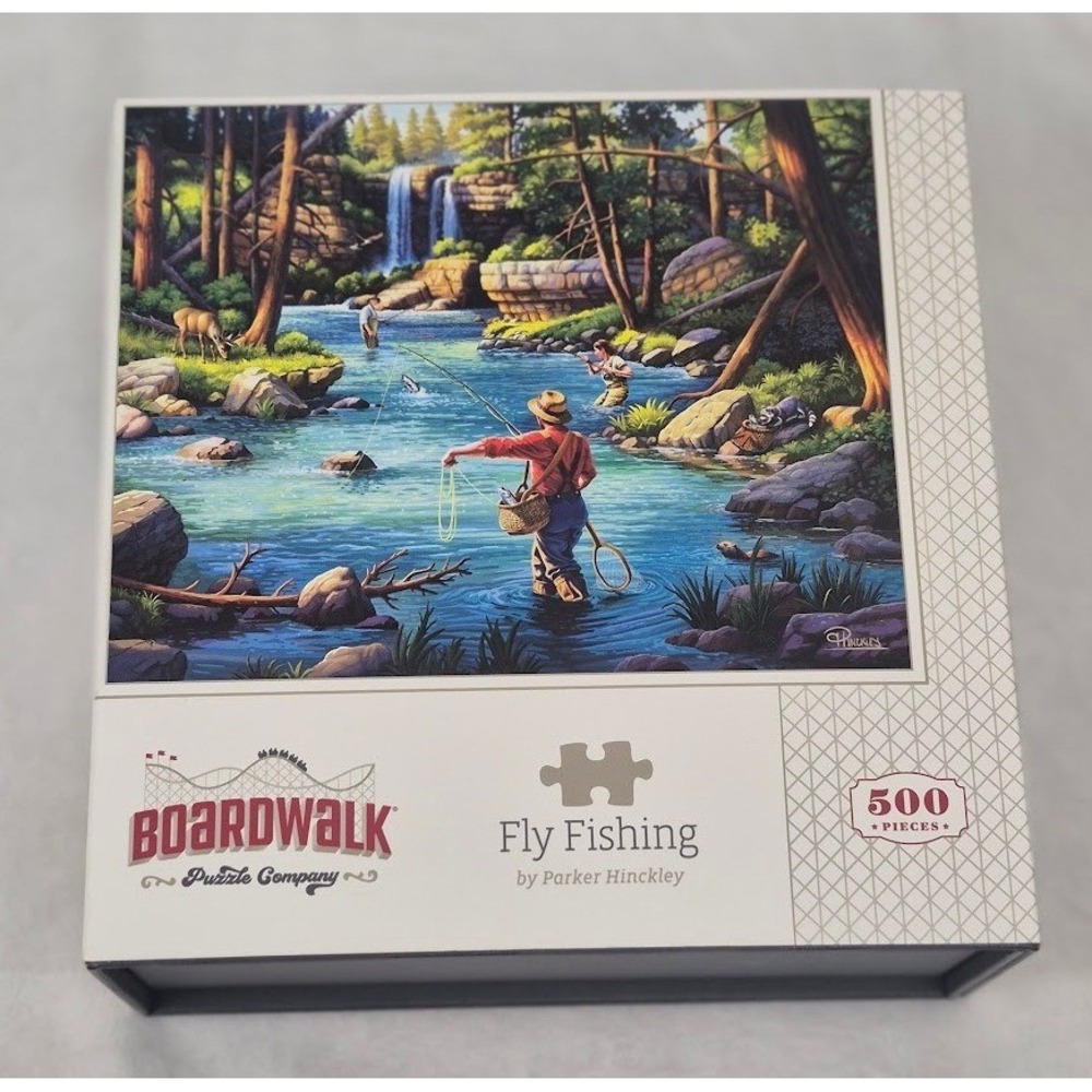 Boardwalk Jigsaw Puzzle 500 Piece Fly Fishing Parker Hinckley Multicolor